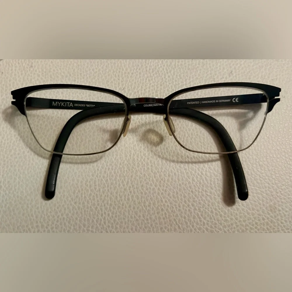 MYKITA Decades Betty Eyeglasses Silver and Black Eyewear COL052 Retro Cateye
